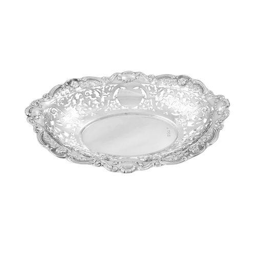 Antique Victorian Sterling Silver Oval Pierced Dish 1899