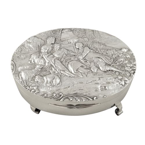 Large Antique Victorian Sterling Silver Trinket Box 1899