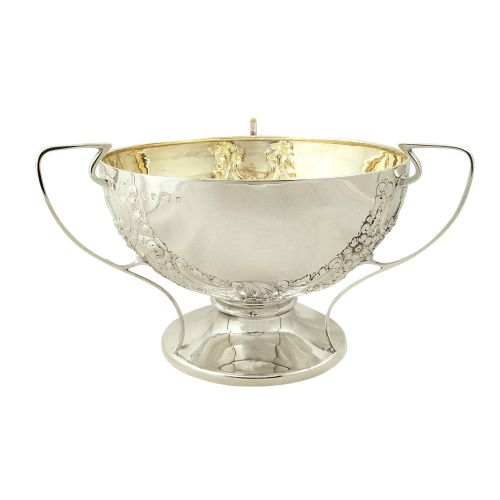 Antique Edwardian Sterling Silver 3 Handle Bowl 1907