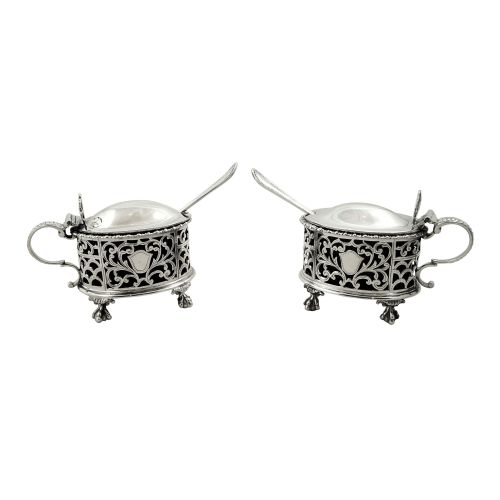 Pair of Antique Sterling Silver Mustard Pots 1919 / 1920