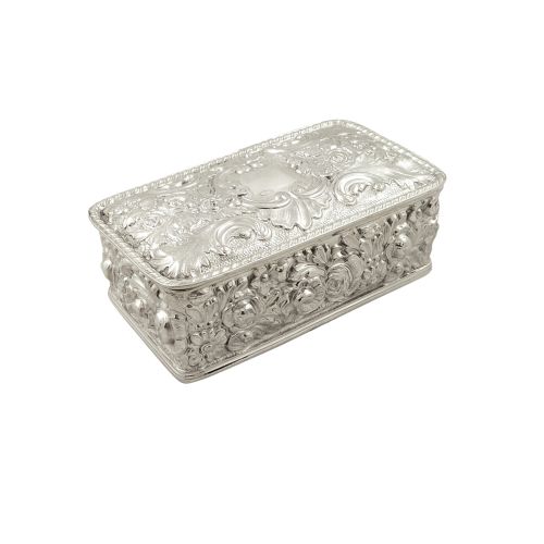 Antique Edwardian Sterling Silver 5" Trinket / Desk Top Box 1902