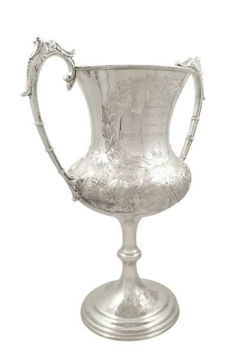 fig 1. Large Antique Victorian Sterling Silver 'Coursing' Trophy Cup 1888