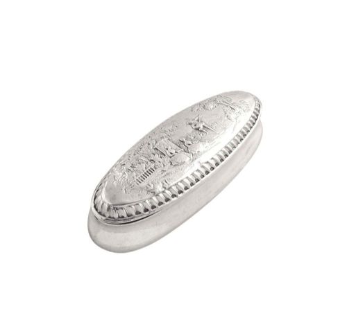 fig 1. Antique Victorian Sterling Silver Ring Box with Scene 1900