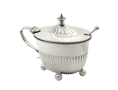 fig 1. Antique Victorian Sterling Silver Mustard Pot in Case 1897