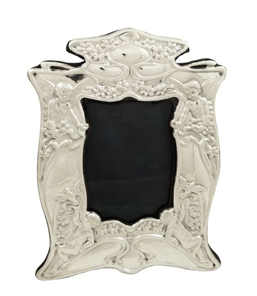 fig 1. Antique Art Nouveau Sterling Silver 'Angels' Photo Frame 1907