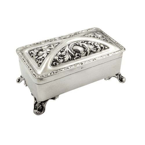 Antique Edwardian Sterling Silver Trinket Box on Feet 1906