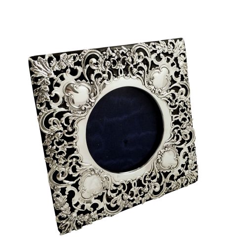 Antique Edwardian Sterling Silver 7" X 7" Photo Frame 1902