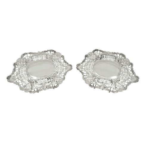 Pair of Antique Victorian Sterling Silver Dishes 1896