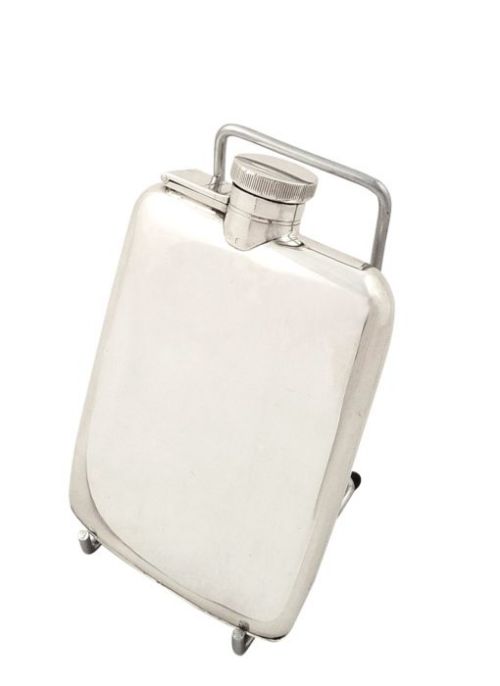 fig 1. Antique Sterling Silver Hip Flask 1915