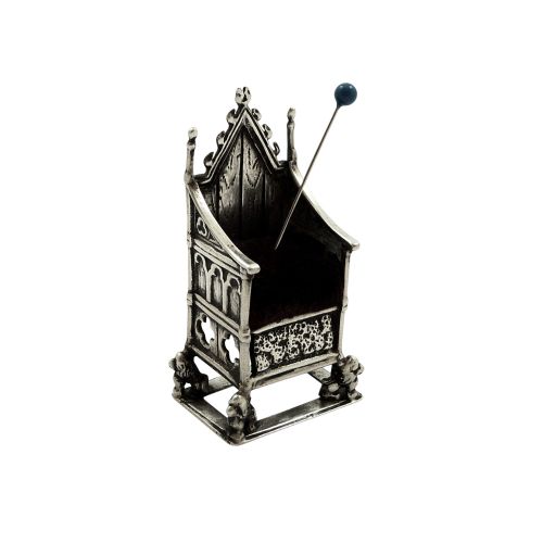 Antique Edwardian Sterling Silver Throne / Coronation Chair Pin Cushion 1902