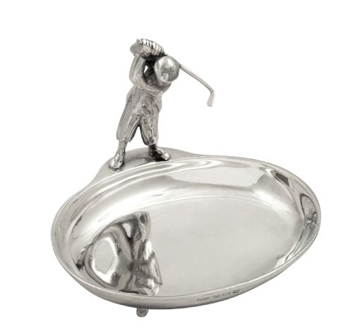 fig 1. Antique Sterling Silver Dish with Golfer 1934