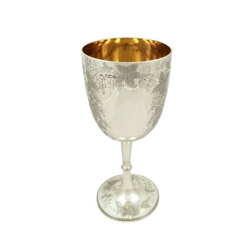 Antique Victorian Sterling Silver 9" Wine Goblet 1891