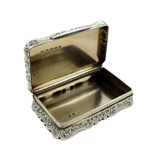 fig 1. Antique Victorian Sterling Silver Snuff Box 1871