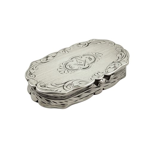 Antique Victorian Sterling Silver Snuff Box 1847 - Masonic