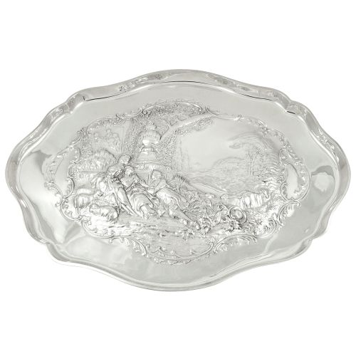 Antique Edwardian Sterling Silver Dressing Tray with Scenes 1903