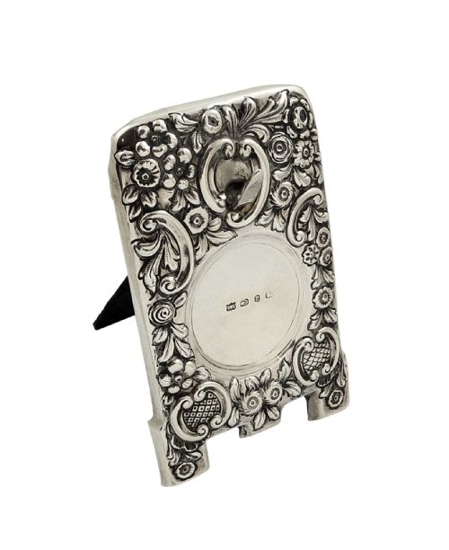 fig 1. Antique Victorian Sterling Silver Pocket Watch Stand 1898