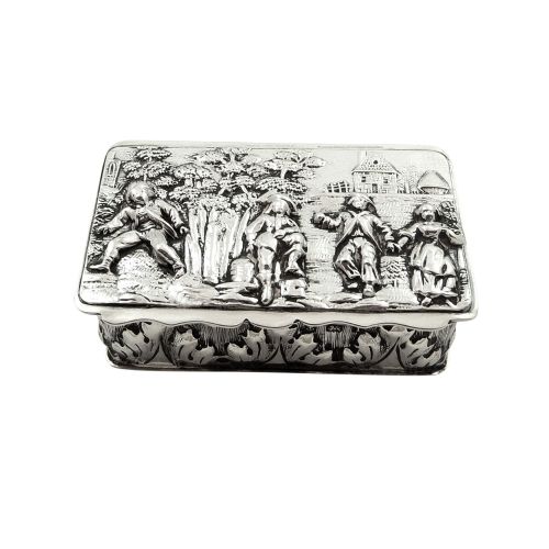 Antique Edwardian Sterling Silver Snuff Box 1908