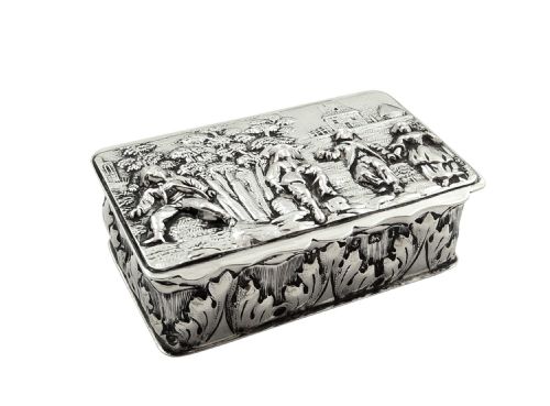 fig 1. Antique Edwardian Sterling Silver Snuff Box 1908