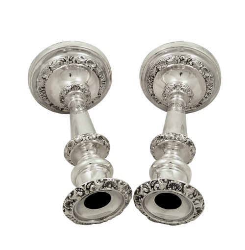 fig 1. Pair of Antique Georgian Sterling Silver Candlesticks 1821