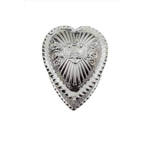 Antique Victorian Sterling Silver Heart Shape Trinket Box 1893
