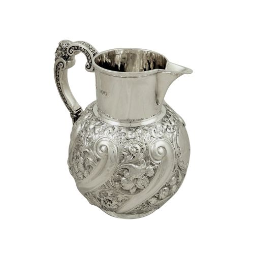 Antique Victorian Sterling Silver 2 1/2 Pint Beer / Water Jug 1893