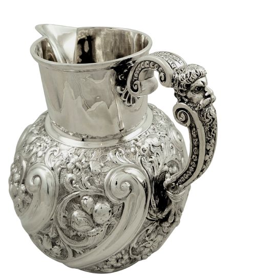 fig 1. Antique Victorian Sterling Silver 2 1/2 Pint Beer / Water Jug 1893
