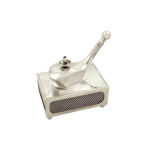 Antique Edwardian Sterling Silver Golf Club Match Holder & Lighter 1908