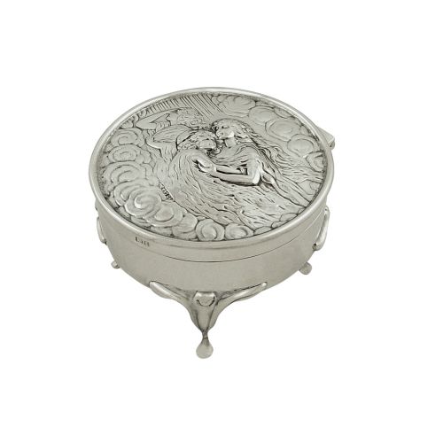 Antique Art Nouveau Sterling Silver Trinket Box 1905