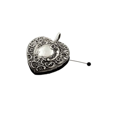 Antique Edwardian Sterling Silver Heart Pin Cushion 1902