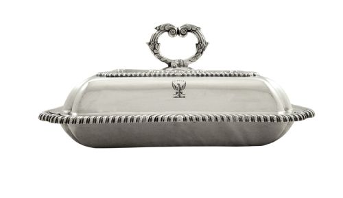 fig 1. Pair of Antique Edwardian Sterling Silver Entree Dishes with Crests 1905