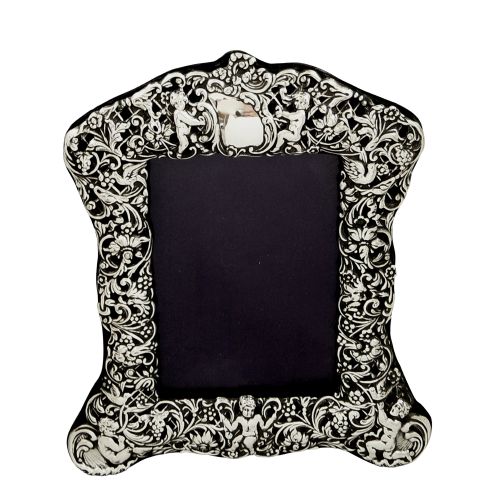 Antique Victorian Sterling Silver Photo Frame 1900 - Cherubs