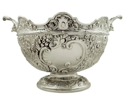Antique Victorian Sterling Silver Monteith / Presentation Bowl 1890