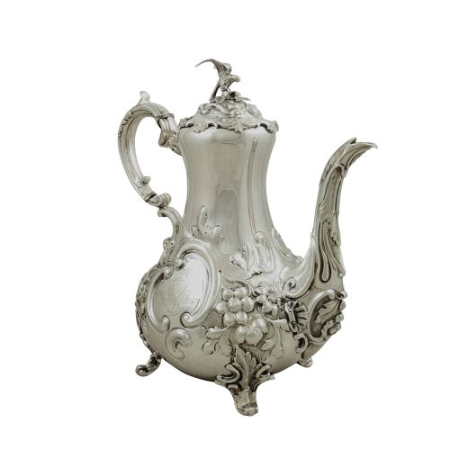 Antique Victorian Sterling Silver Coffee Pot with Eagle Finial 1853