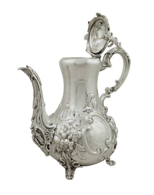 fig 1. Antique Victorian Sterling Silver Coffee Pot with Eagle Finial 1853