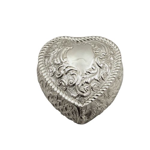 Antique Edwardian Sterling Silver Heart Trinket Box 1902
