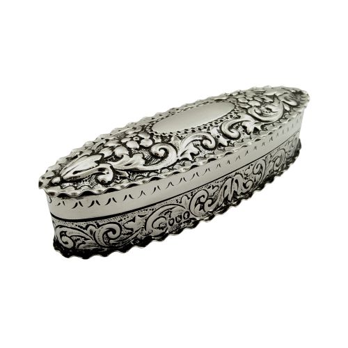 Antique Victorian Sterling Silver Trinket Box 1885