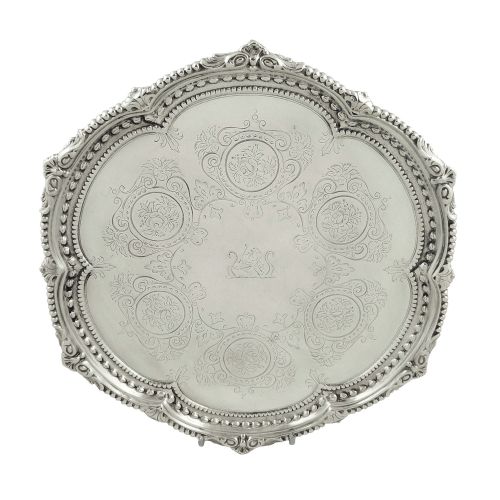 Antique Victorian Sterling Silver Tray / Salver 1879