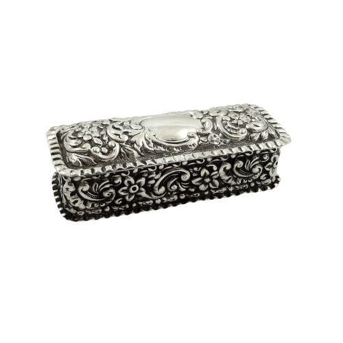 Antique Victorian Sterling Silver Ring Box 1897