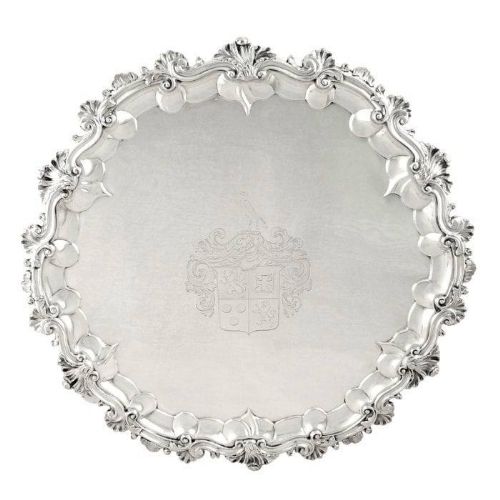 Heavy Antique William IV Sterling Silver 16" Tray / Salver 1834