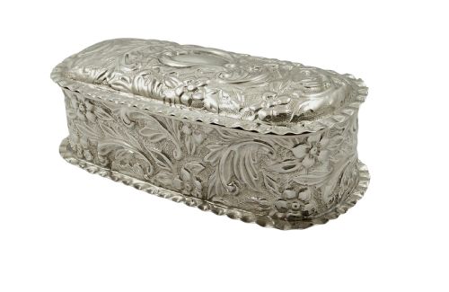 Antique Victorian Sterling Silver Trinket Box 1895