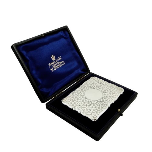 Antique Sterling Silver Card Case in Presentation Case 1901