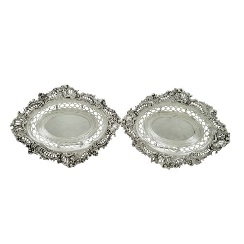 Pair of Antique Victorian Sterling Silver 8" Dishes 1896