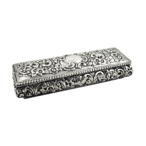 Antique Victorian Sterling Silver 5" Trinket Box 1899