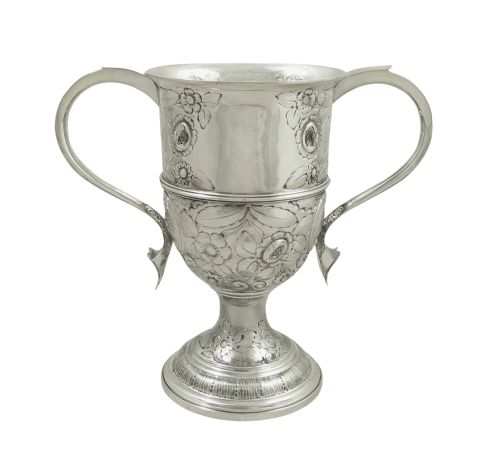 Antique Victorian Sterling Silver 2 Handle 7" Cup - 1897