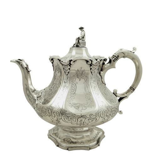 Antique Early Victorian Sterling Silver Teapot 1847