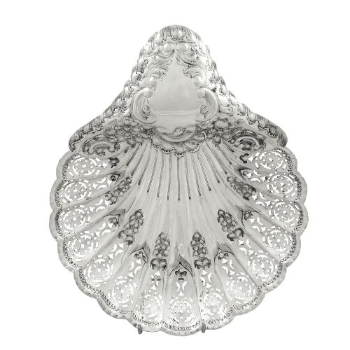 Antique Edwardian Sterling Silver 8" Shell Dish 1903