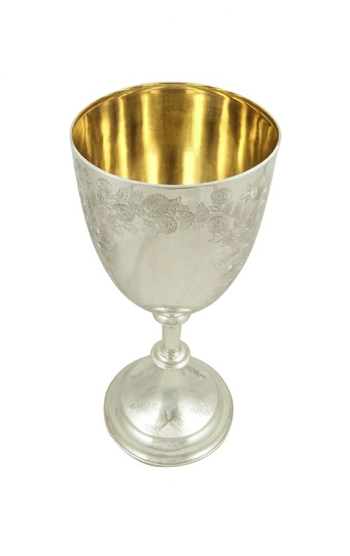 Huge Antique Victorian Sterling Silver 12" Goblet / Trophy 1900