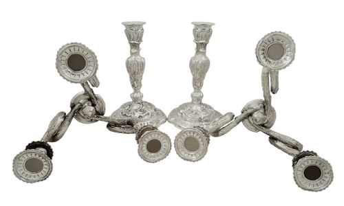 fig 1. Pair of Antique Edwardian Scottish Sterling Silver Candelabra - Glasgow 1903