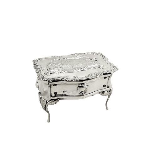 Antique Edwardian Sterling Silver Dressing Table Trinket Box 1903