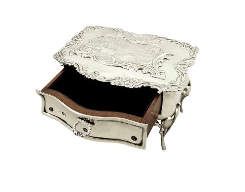 fig 1. Antique Edwardian Sterling Silver Dressing Table Trinket Box 1903